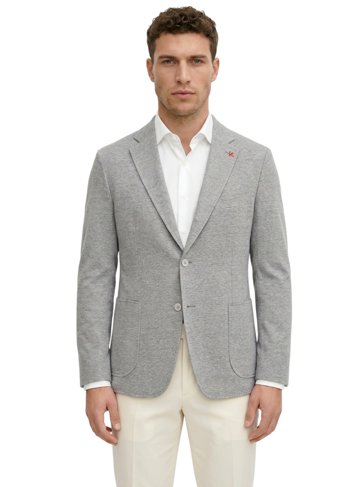 ISAIA NAPOLI "Capri" Gray Sport Coat Jersey Linen Cotton 46 US / 56 EU 8R