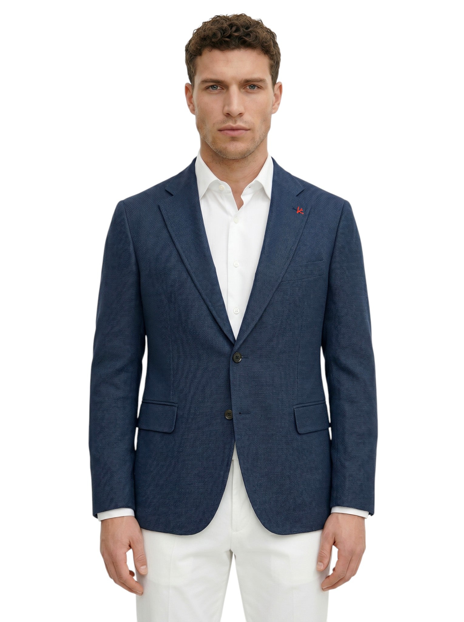 ISAIA "Capri" Blue Sport Coat Silk Linen Wool Woven 48 US / 58 EU 8R