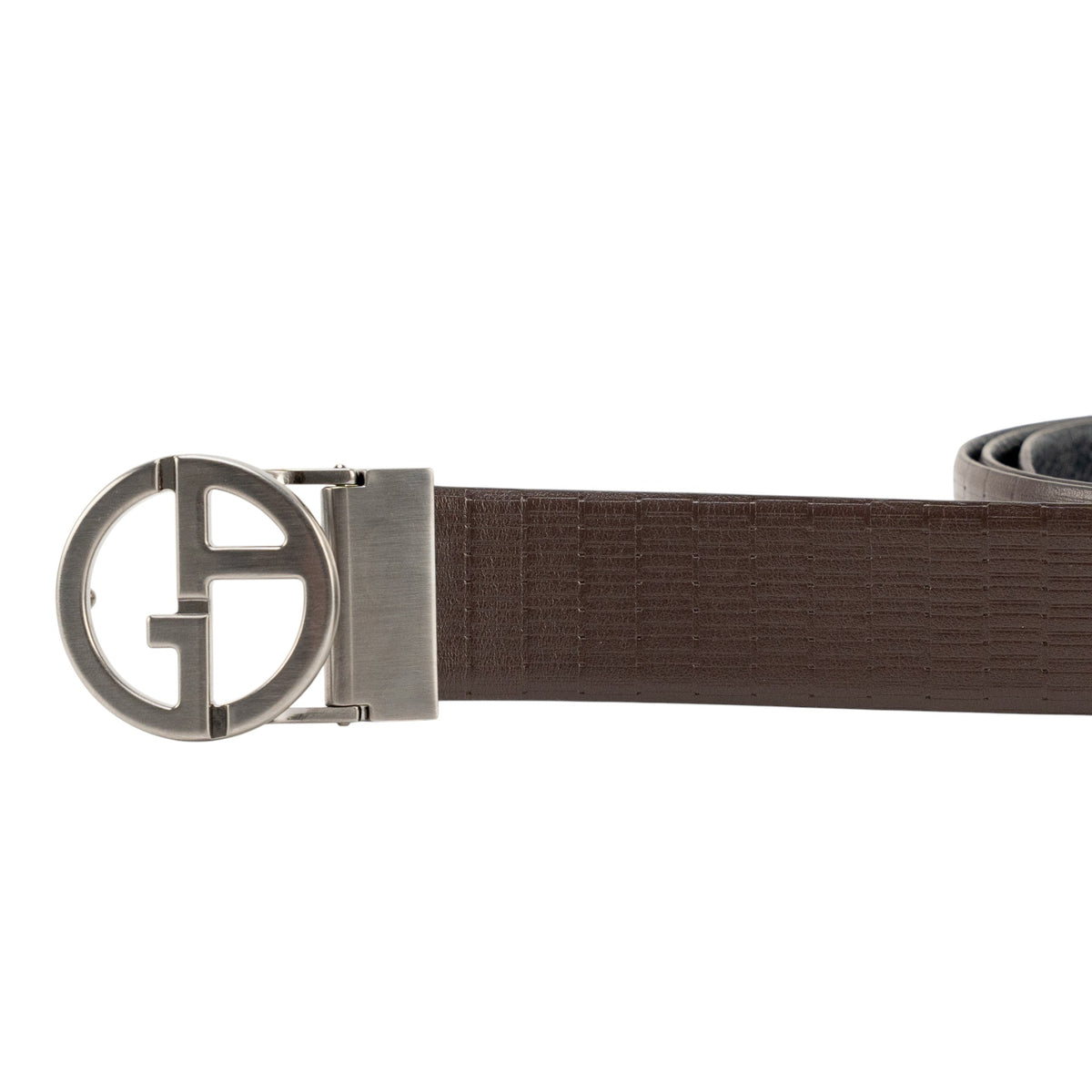 GIORGIO ARMANI Belt Blue Brown Reversible GA Logo Leather Size 110