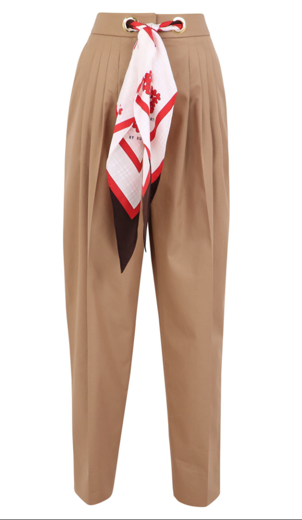 $1290 BURBERRY Tapered Pant Trouser Silk Scarf Belt SOCIETY 6 US / 40 IT / 8 UK
