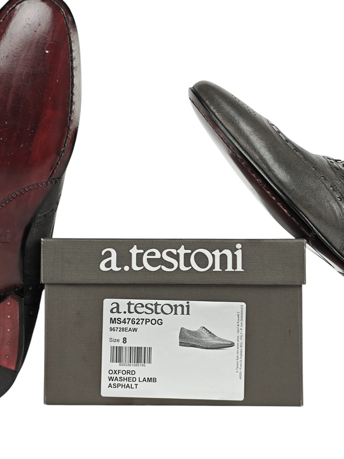 950$ TESTONI 1929 Oxford Shoes Washed Soft Lambskin Asphalt 8 UK 9 US 42 IT