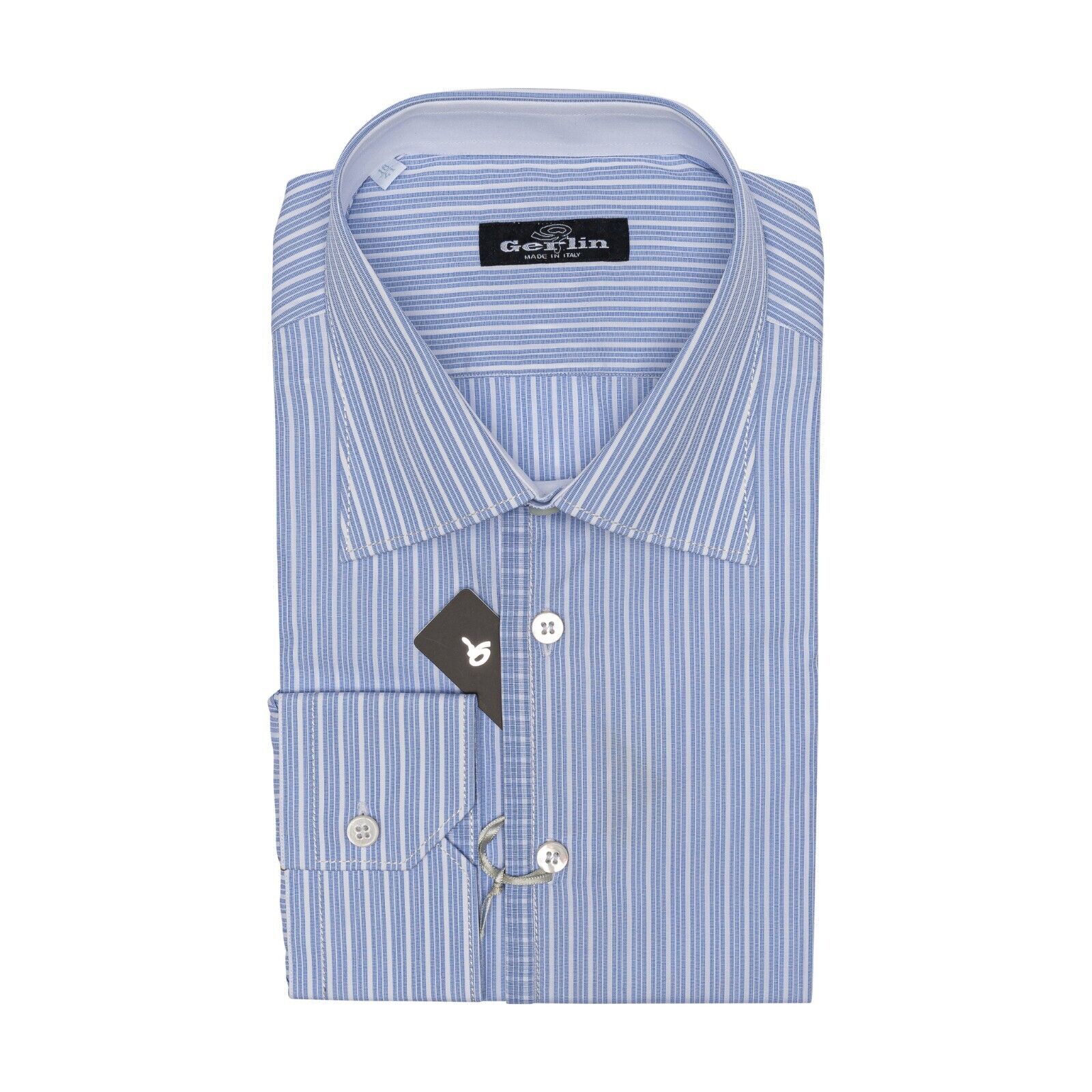690$ LUXURY GERLIN Shirt Striped Blue T.Mason Cotton 16 - 41 3I ZILLI