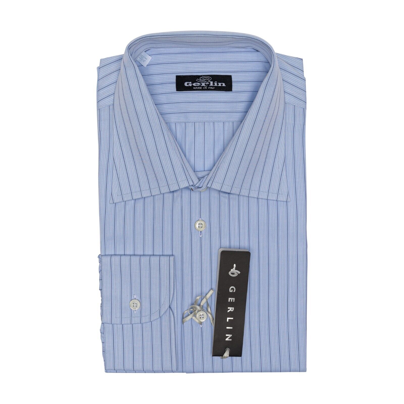 690$ LUXURY GERLIN Shirt Blue Thomas Mason Cotton 16 - 41  2AR ZILLI