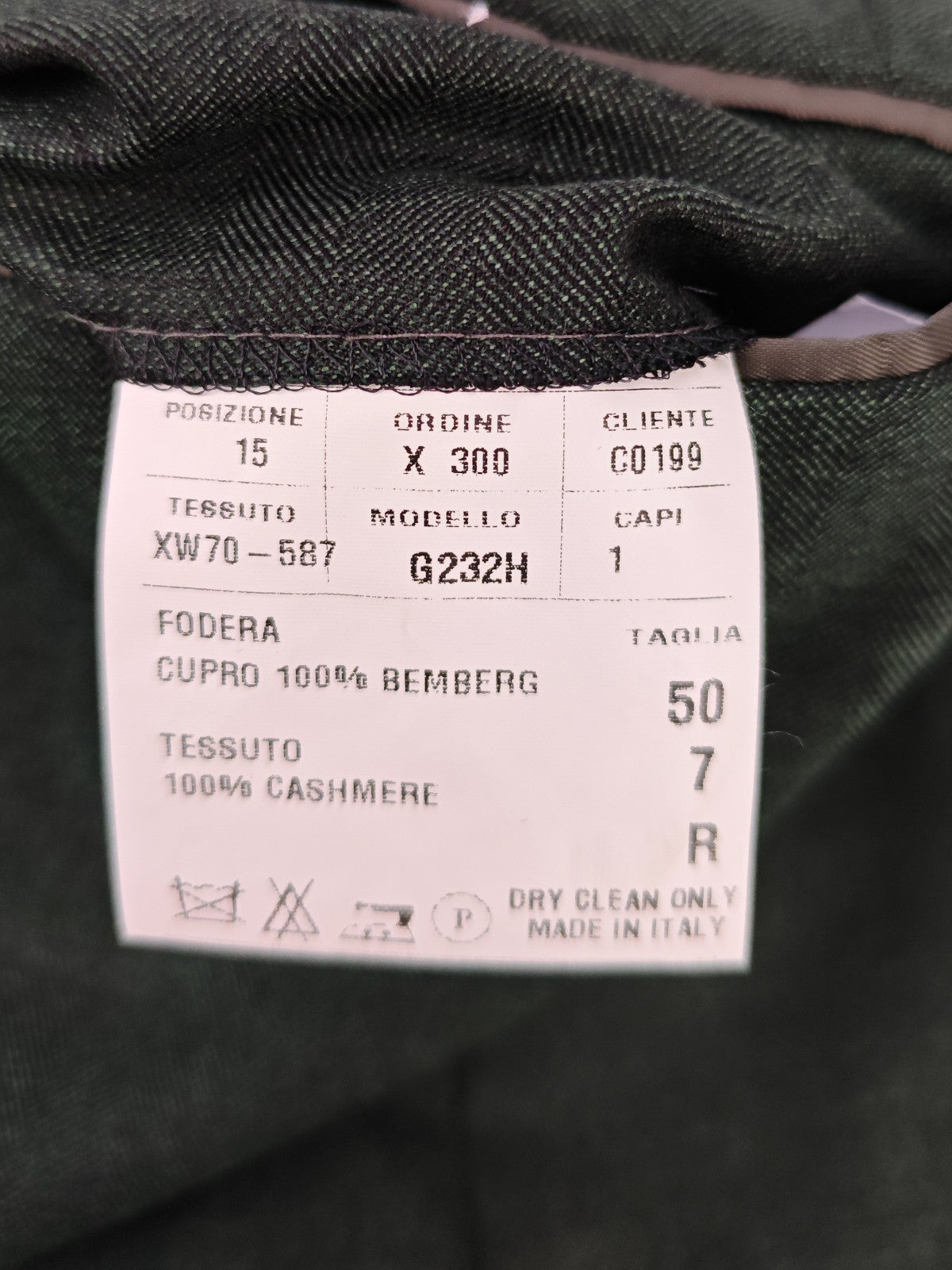 2200$ RAFFAELE CARUSO Green 100% Cashmere 3/2 Roll Jacket Sport Coat 40 US 50 IT