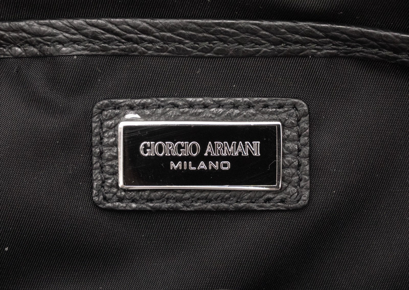 800$ GIORGIO ARMANI Beauty Case Cognac Black Tech Fabric + Leather Wrist Strap