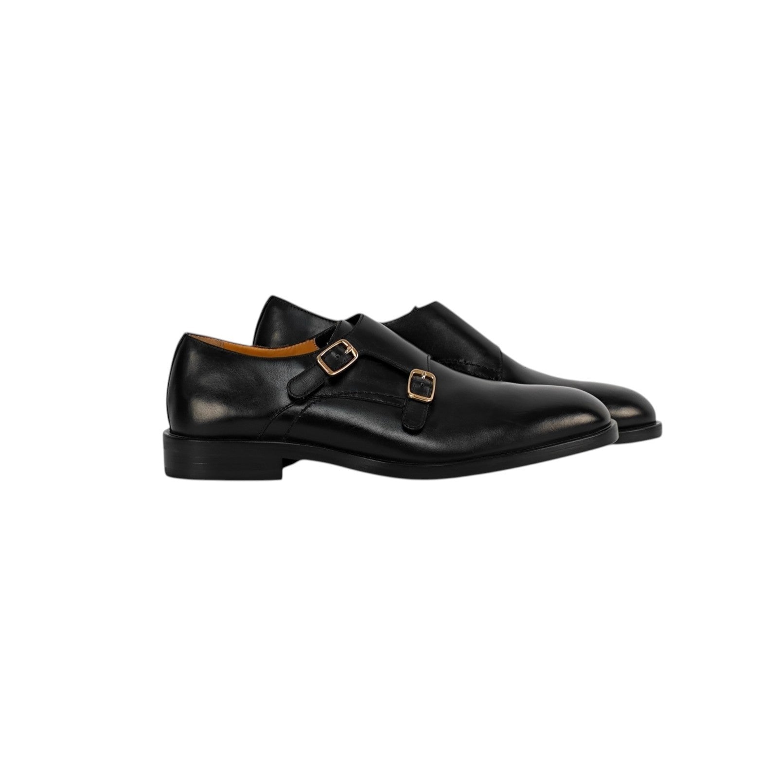 1250$ TESTONI Double Monk Shoes Buckle Black Lux Calf 8 UK / 9 US / 42 IT