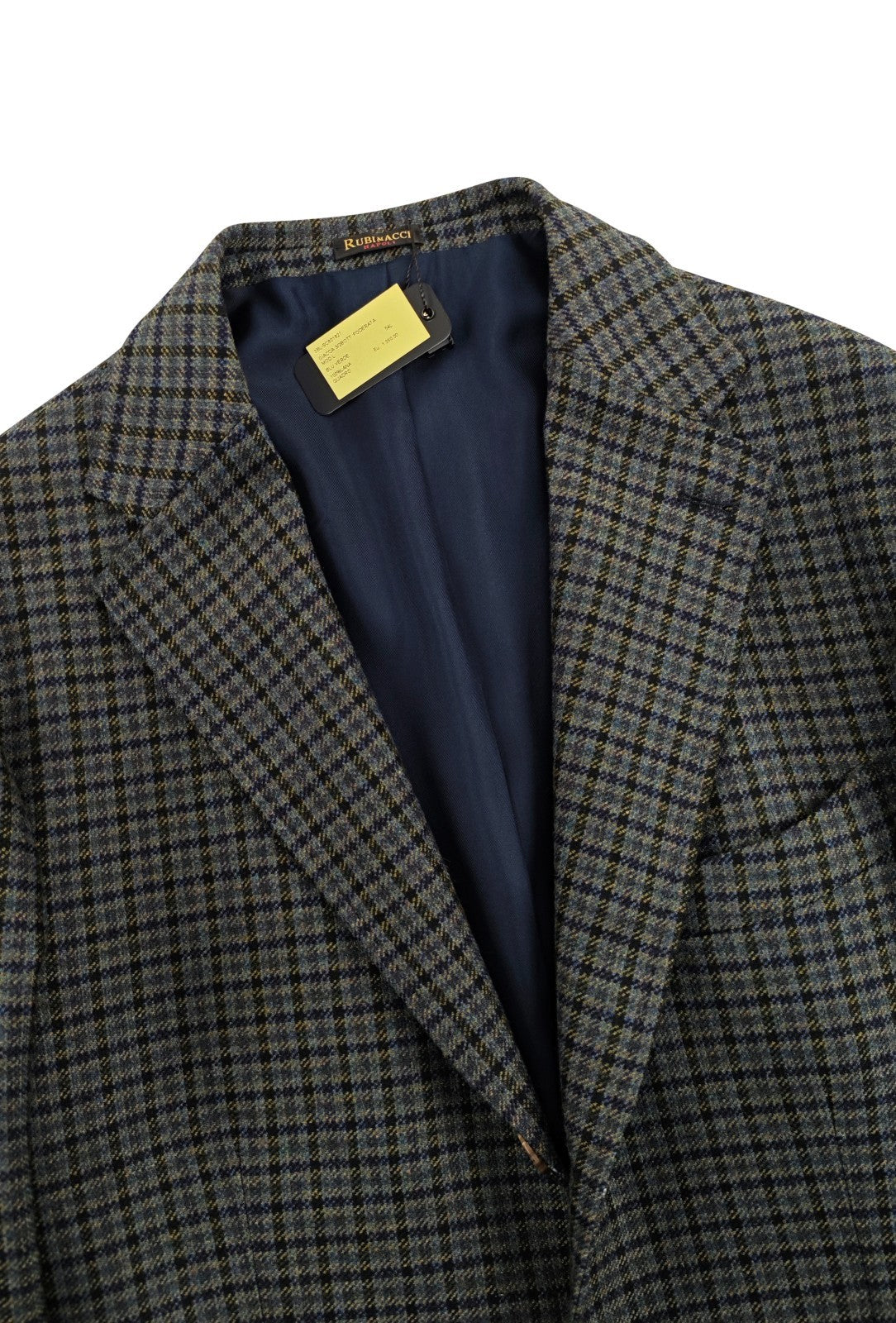 $1670 RUBINACCI NAPOLI Green Blue Checks Jacket Sport Coat Wool 44 US / 54 EU