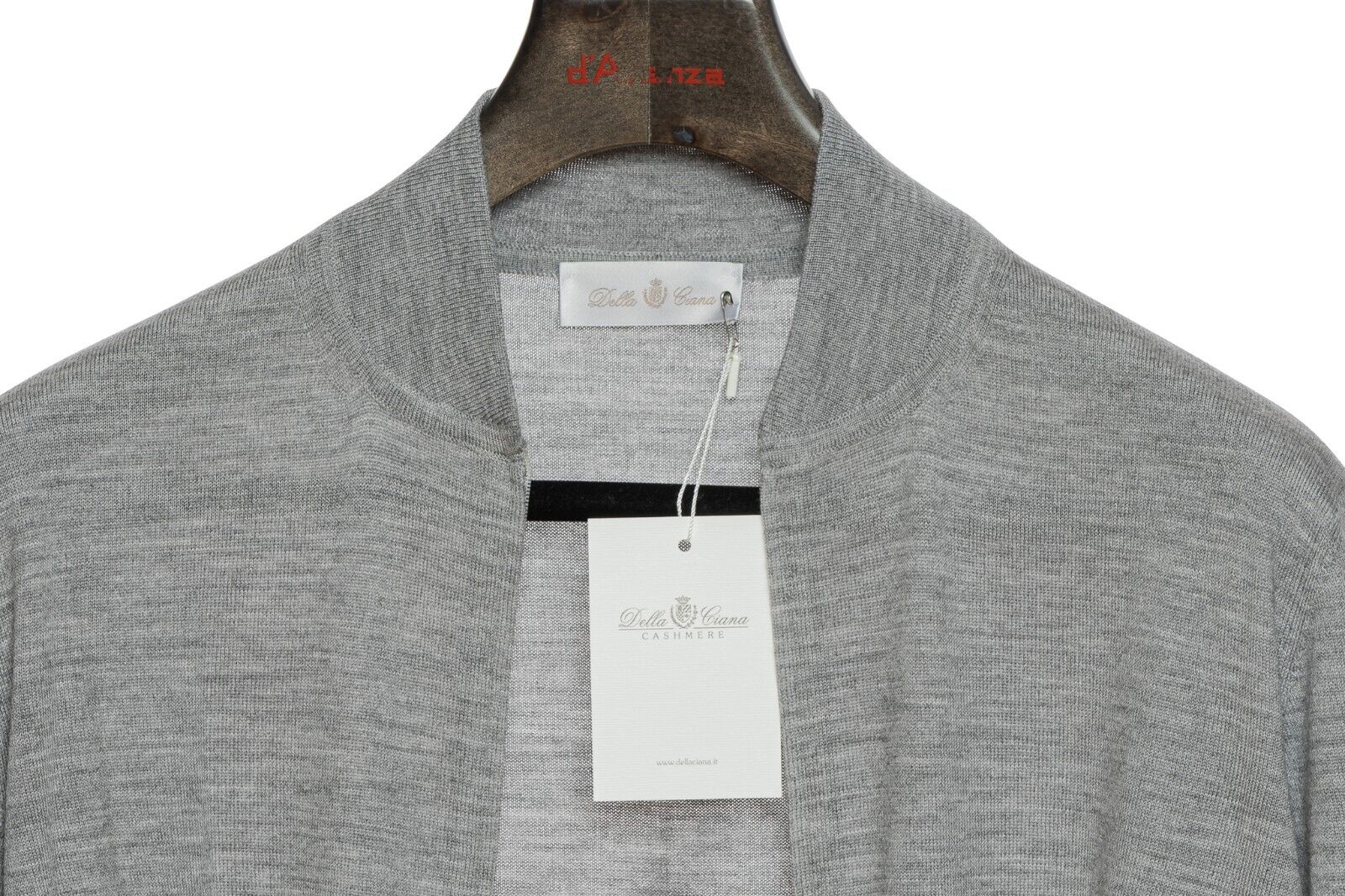 480$ DELLA CIANA CASHMERE Sweater Full Zip Fine Merinos Wool Gray 40 US / 50 EU