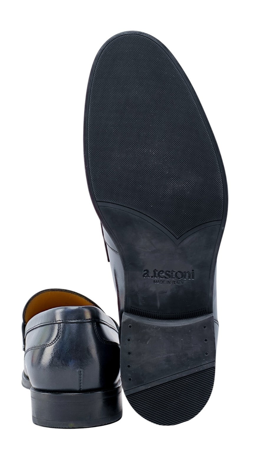 1300$ TESTONI Loafer Shoes Burnished Calf Blue + Metal 8 UK / 9 US / 42 IT