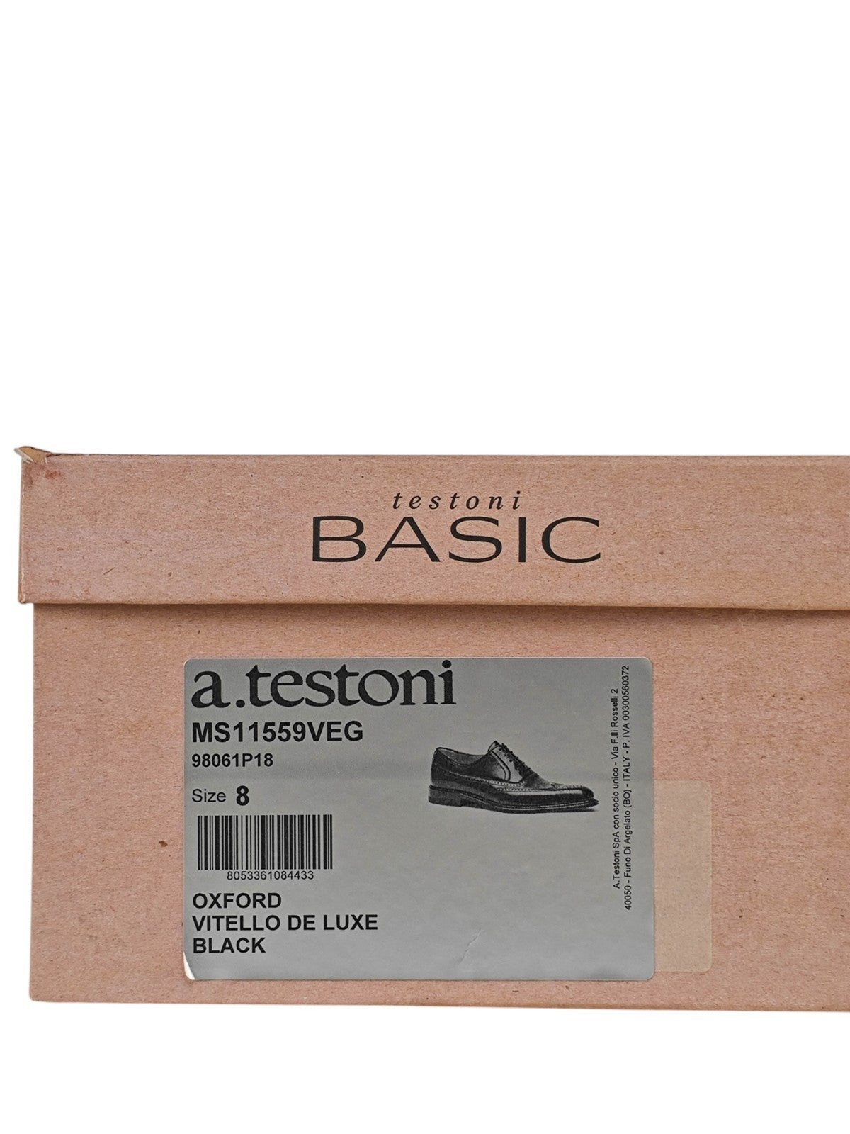 1200$ TESTONI Oxford Brogue Shoes Calf Black Goodyear Welted 8 UK / 9 US / 42 IT