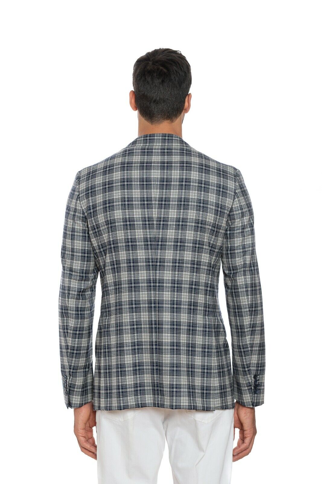 2240$ BELVEST Blue / Gray Sartorial Jacket Blazer Wool / Silk Checks Drop 8 Slim