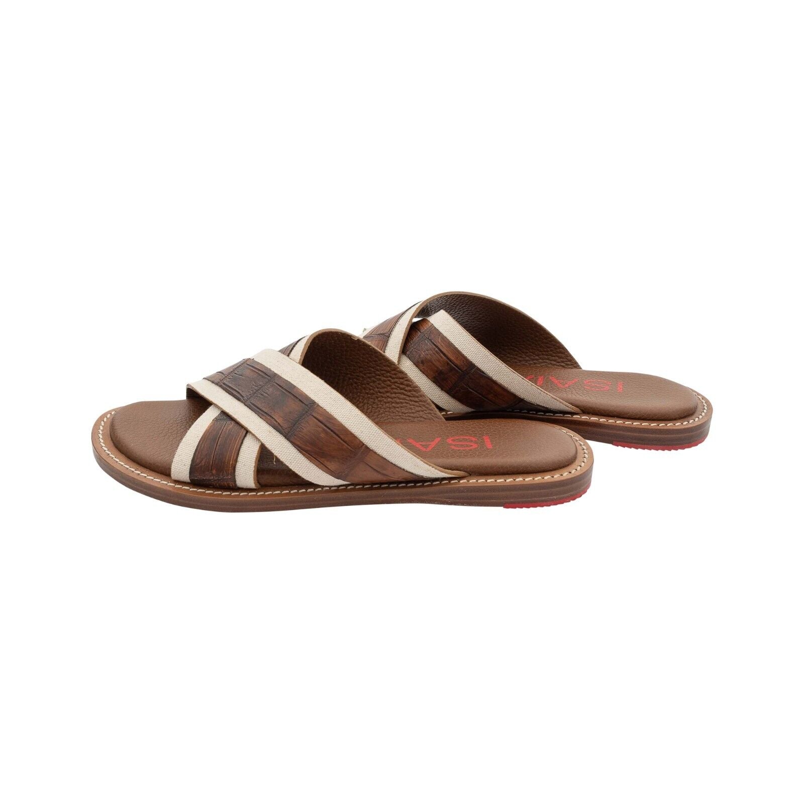 $1450 ISAIA NAPOLI Brown Shoes Sandal Alligator + Leather 9 UK / 10 US / 43 EU