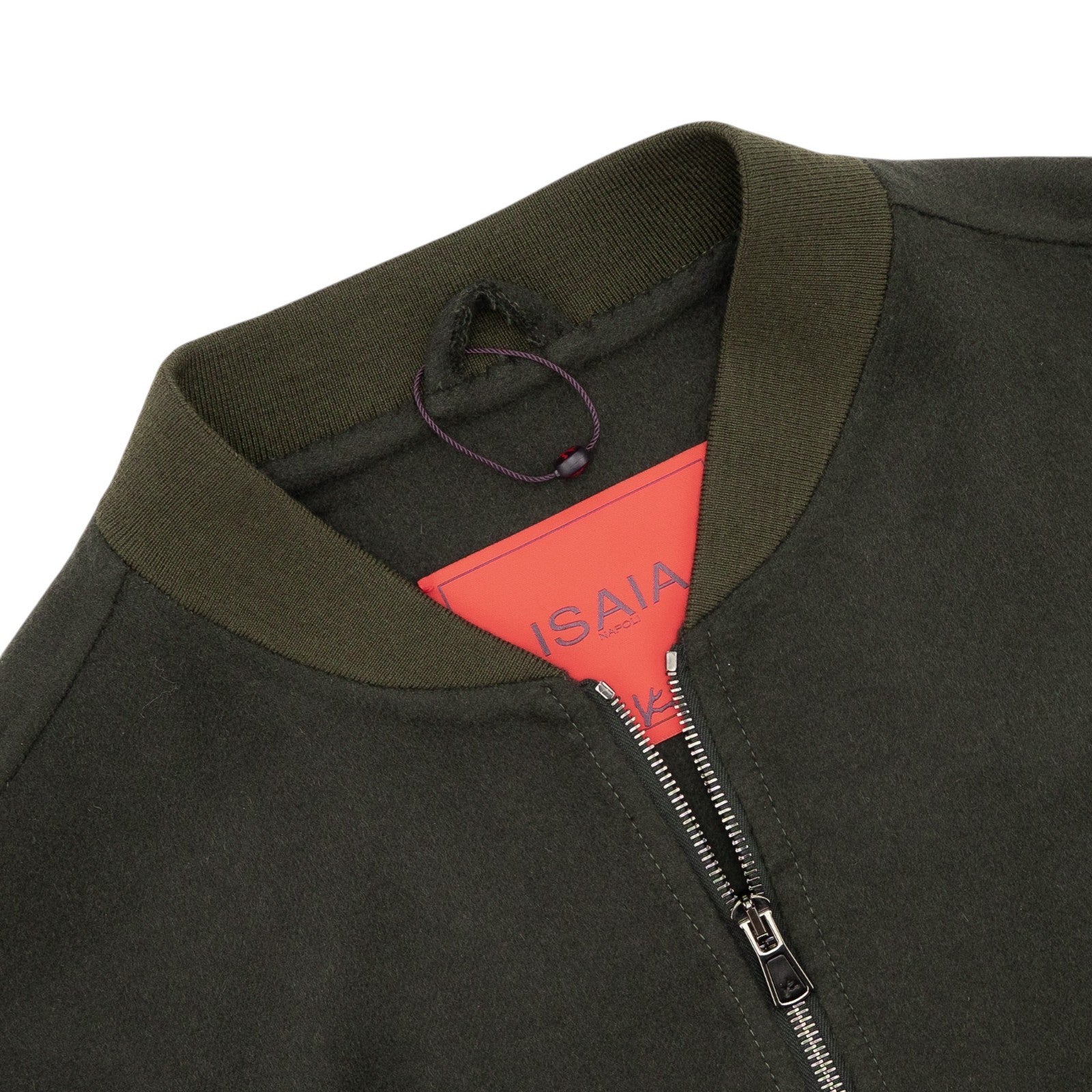 $4500 ISAIA NAPOLI Varsity Bomber Jacket Dark Green 100% Cashmere 40 US / 50 EU