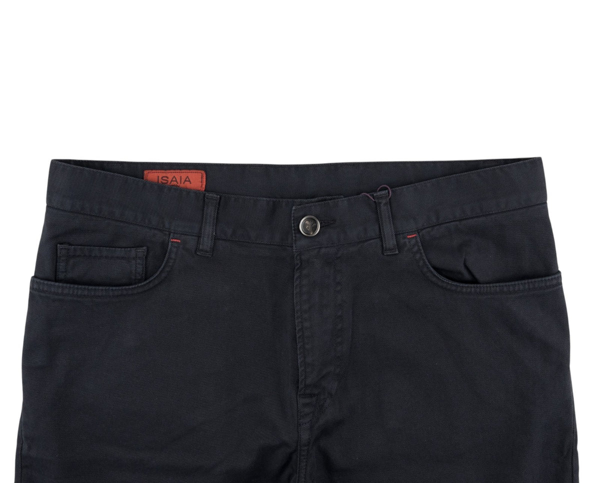 690$ ISAIA NAPOLI Blue Navy 5 Pockets Trousers Pant Cotton 34 US / 50 EU