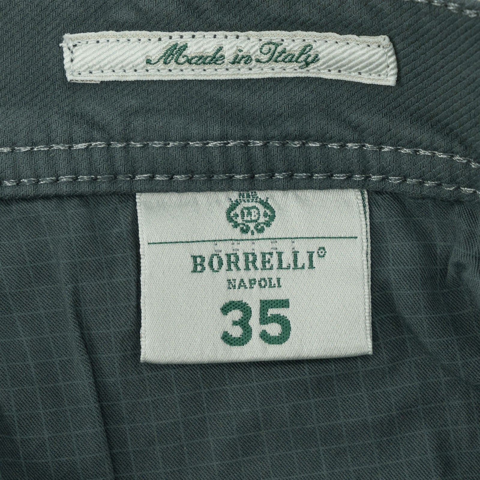 415$ LUIGI BORRELLI NAPOLI Green Pant Jeans Twill Denim Cotton 35 US / 51 EU