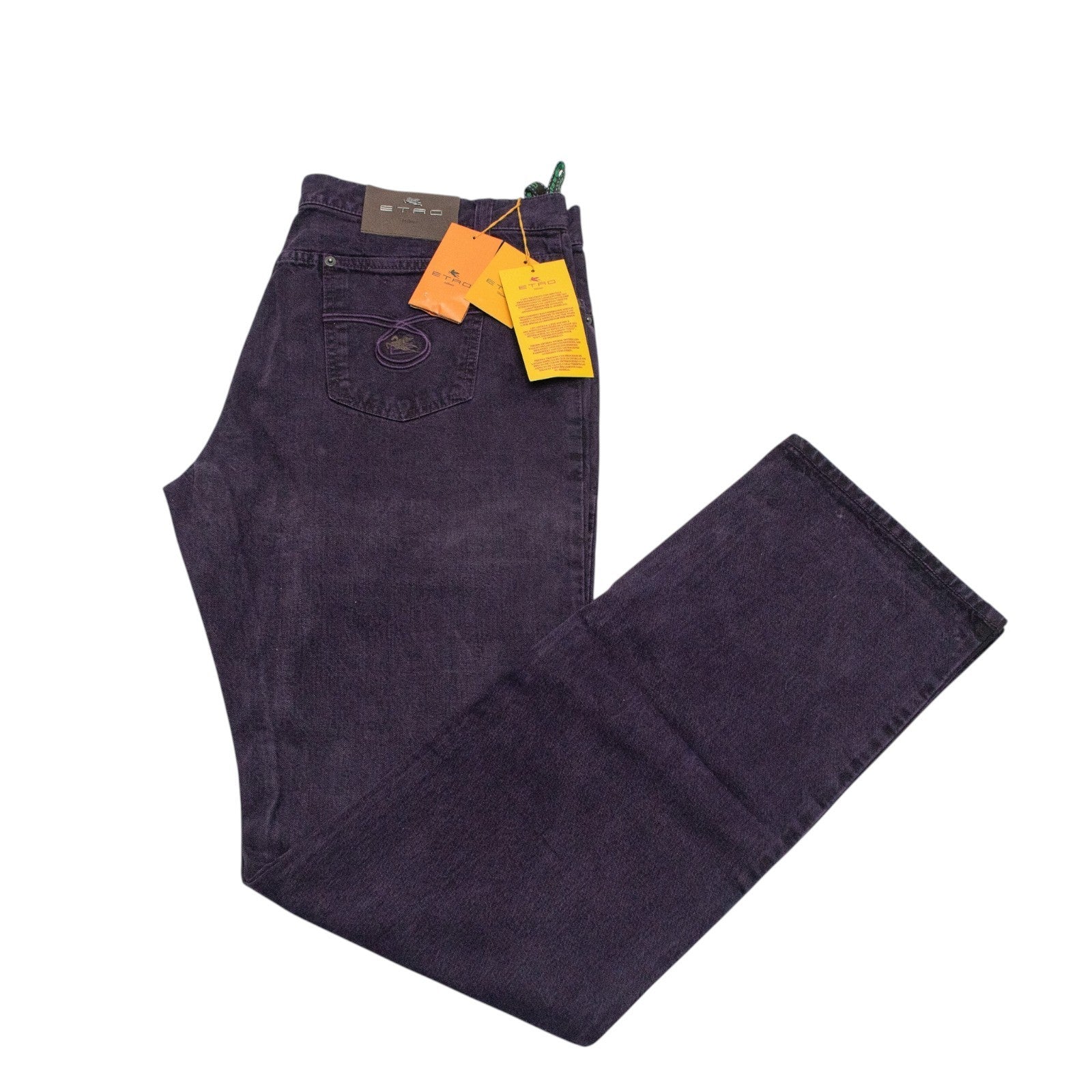 850$ ETRO MILANO Dark Purple Denim Cotton Jeans Pant Loose Fit 38 US / 54 EU