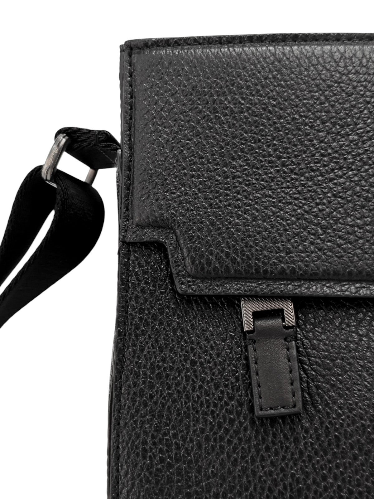 1050$ PINEIDER FIRENZE 1774 "Bottolato" Black Grain Calf Work Messenger Bag