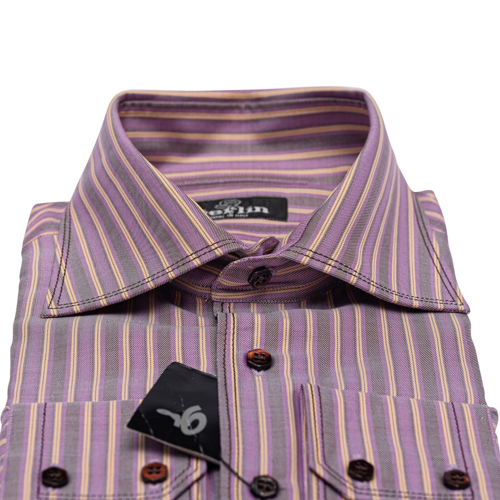 690$ ITALIAN LUXURY GERLIN Shirt Striped TWILL Cotton 16 - 41 9P BIJAN