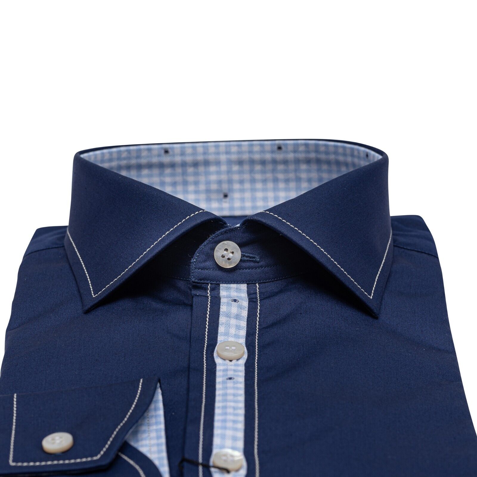 690$ LUXURY GERLIN Shirt Blue Navy ALUMO Cotton 16 - 41 1G BIJAN