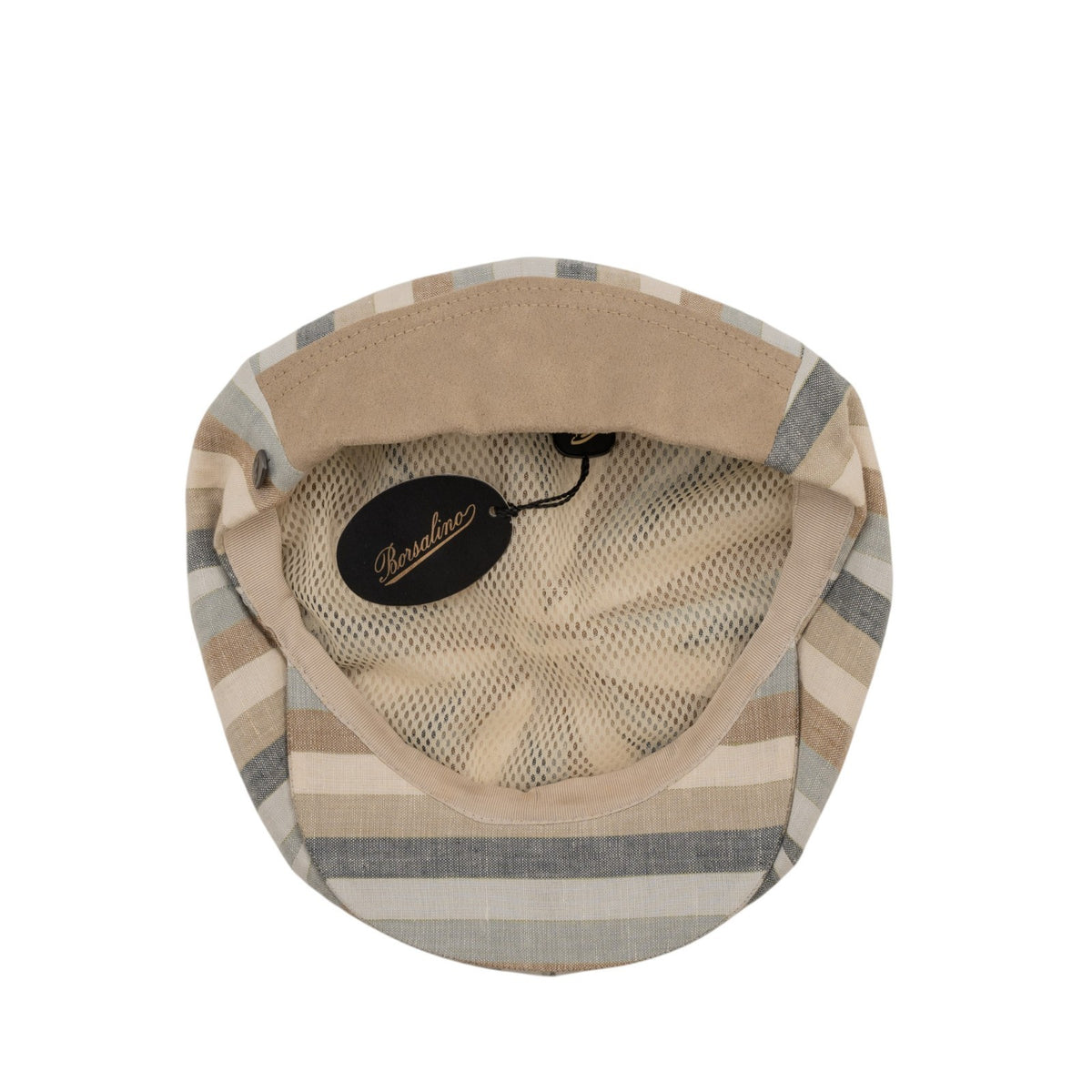 $250 BORSALINO Cesare Hat Beige Gray Linen + Suede Handmade in Italy Sz M
