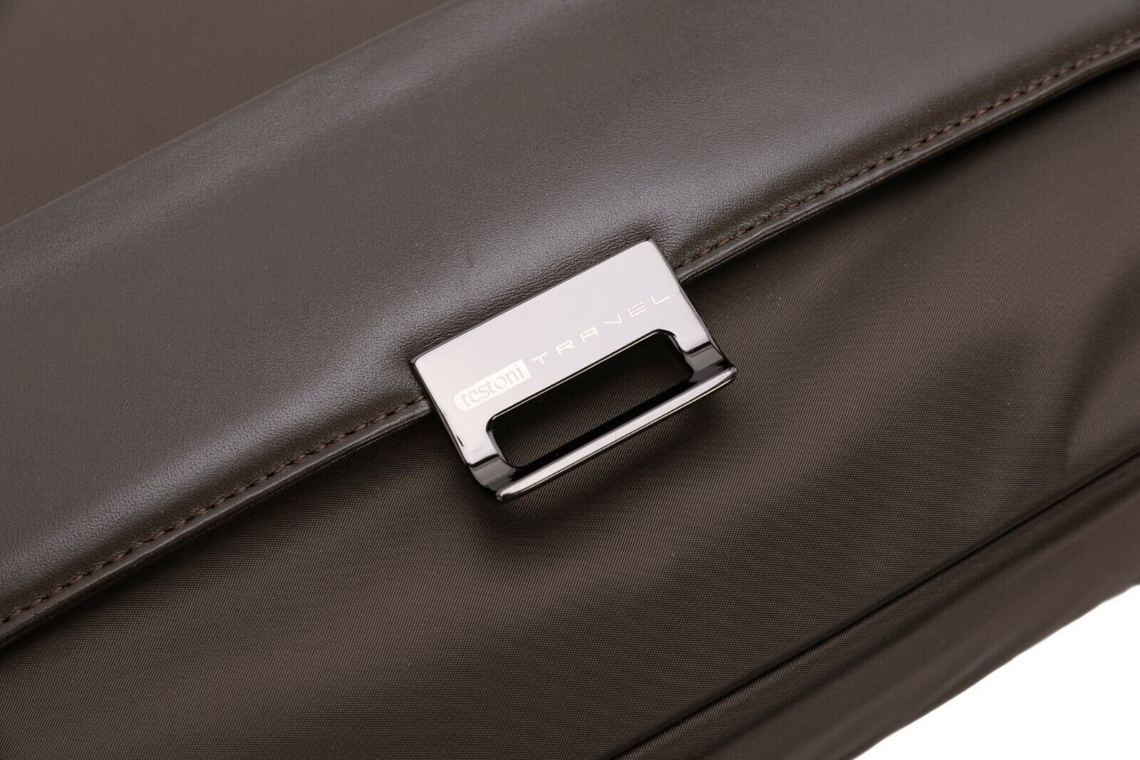 $860 Testoni TRAVEL Mud Hand Luggage Briefcase Calf + Fabric + Pc Case