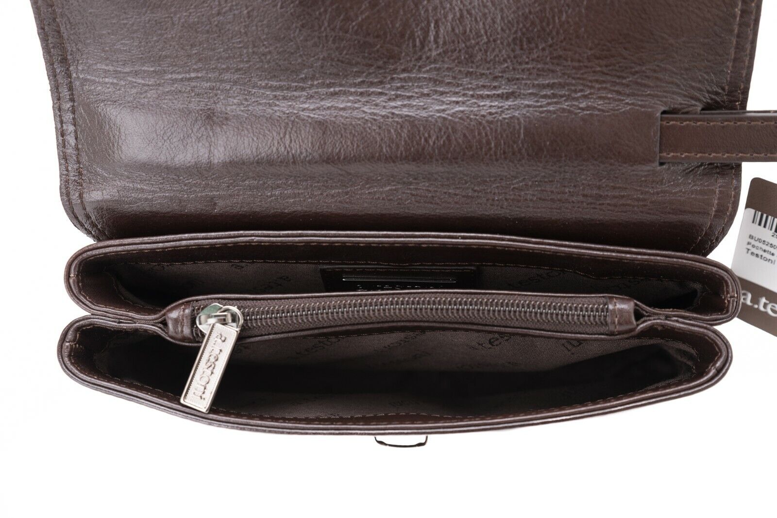 $390 Testoni Bologna Bright Brown Light Calf Hand Clutch Bag Padlock with Keys