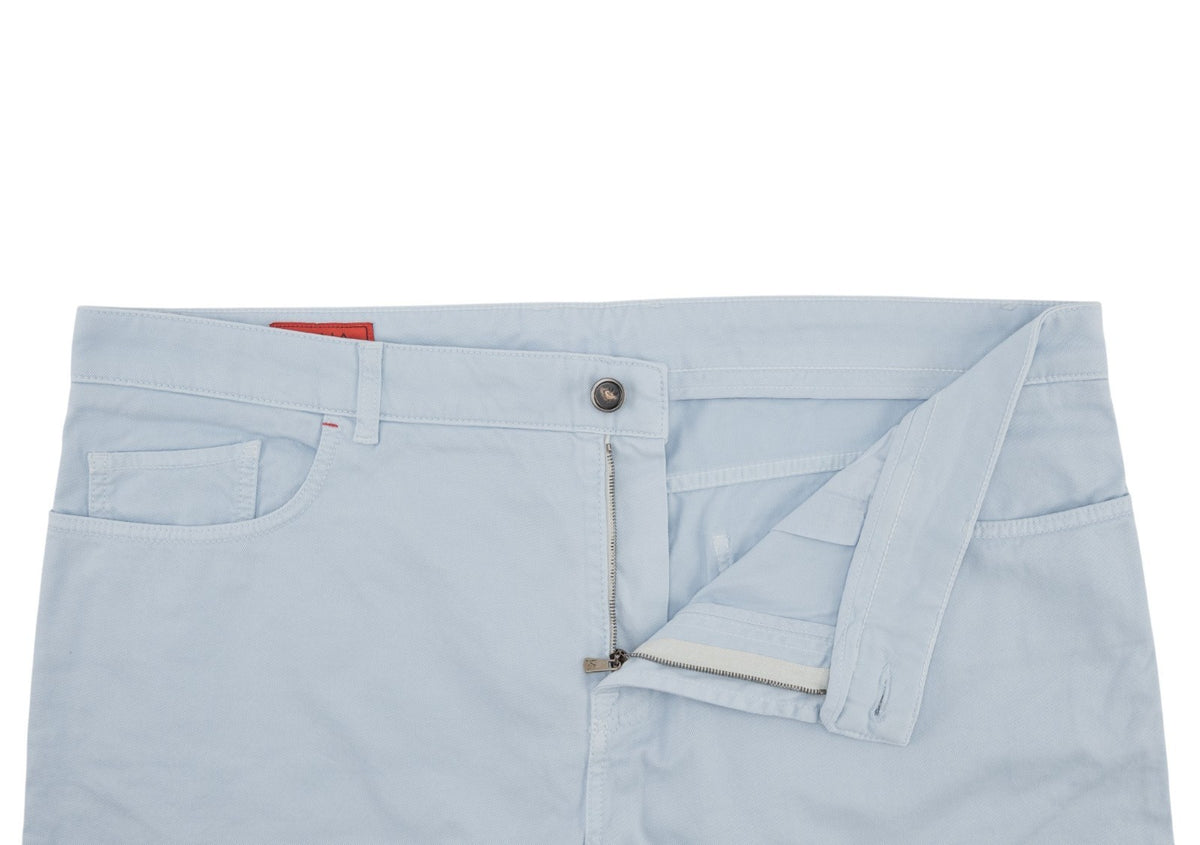 735$ ISAIA Light Indigo Denim Jeans 5 Pocket Pant Cotton Regular Fit 42 US 58 EU