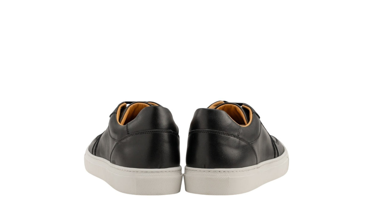 950$ TESTONI BOLOGNA Sneaker Napa Calf + Saffiano Calf Black 8 UK/ 9 US / 42 IT