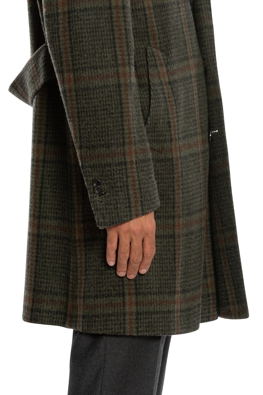 $1850 BOGLIOLI MILANO Checks Dark Green Coat Flannel Wool 38 US / 48 EU