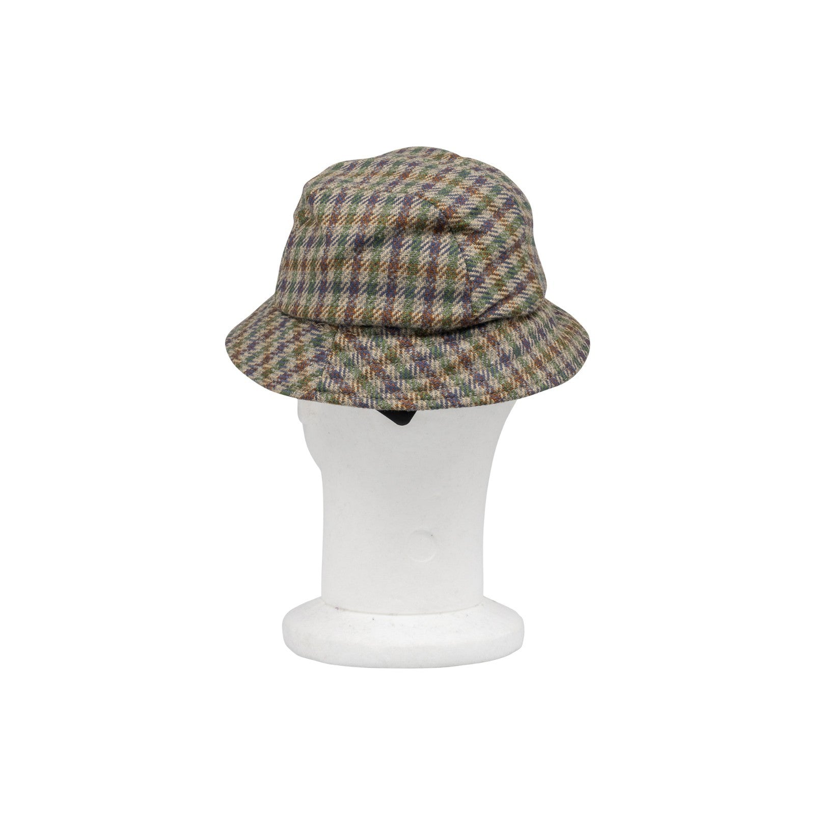 250$ RUBINACCI NAPOLI Taupe Made in England Wool Tweed Houndstooth Bucket Hat