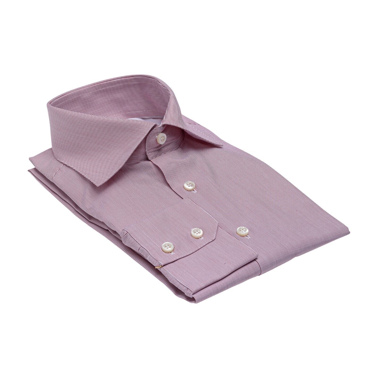 690$ ITALIAN LUXURY GERLIN Shirt Red - White Striped Cotton  2AO ZILLI