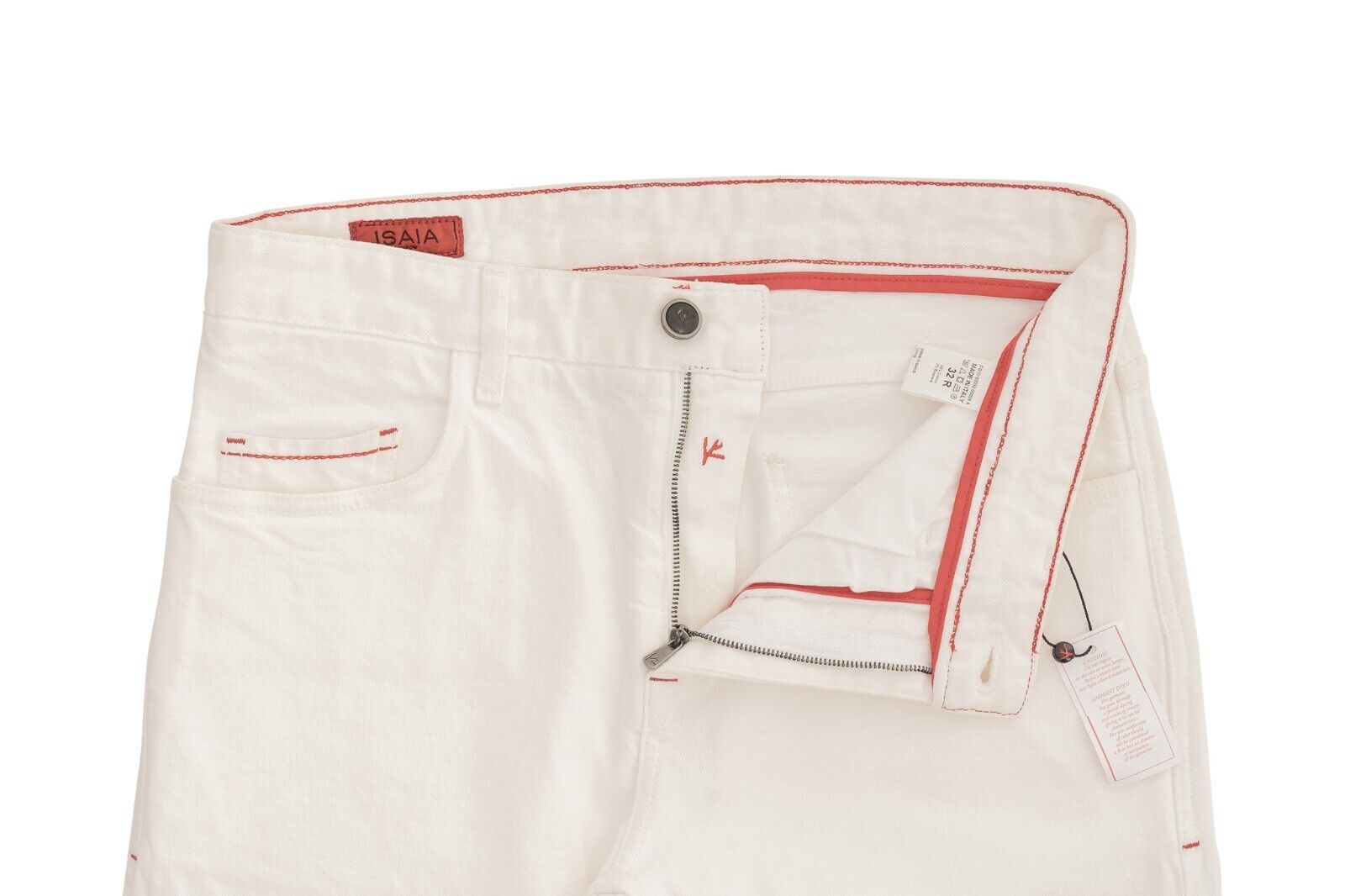 690$ ISAIA NAPOLI White Denim Jeans Trousers Pant Cotton 32 US / 48 EU Slim Fit