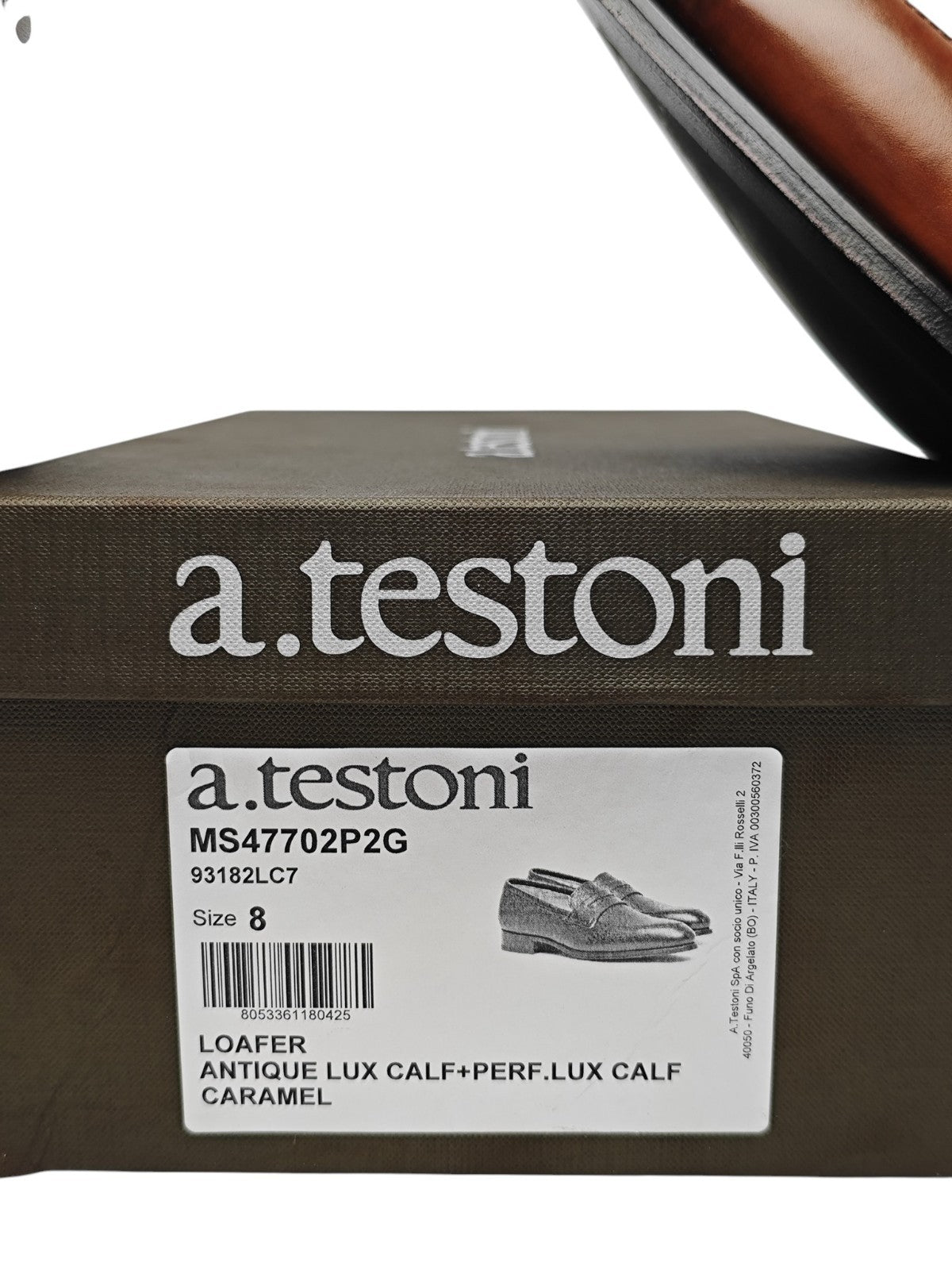 1250$ TESTONI Perforated Loafer Shoes Antique Calf Caramel 8 UK / 9 US / 42 IT