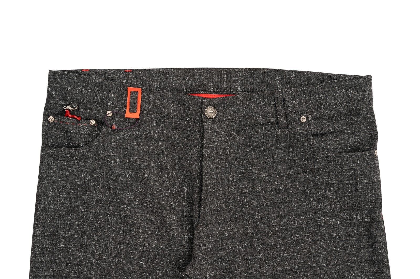 690$ ISAIA NAPOLI Gray 5 Pockets Pant Wool / Cashmere / Silk 40 US / 56 EU Slim