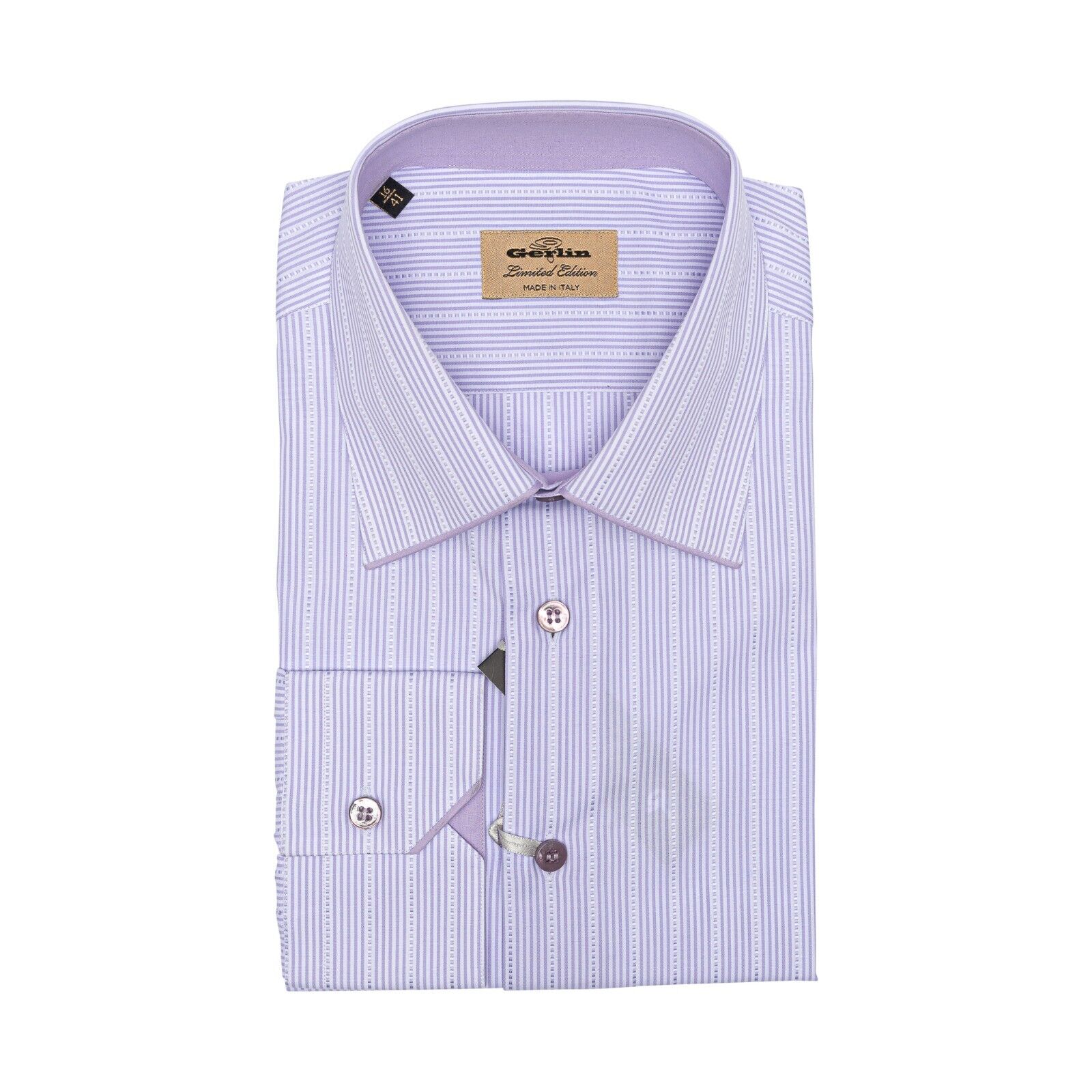 690$ ITALIAN LUXURY GERLIN Shirt Lilac Jacquard Cotton 16 - 41 9B ZILLI