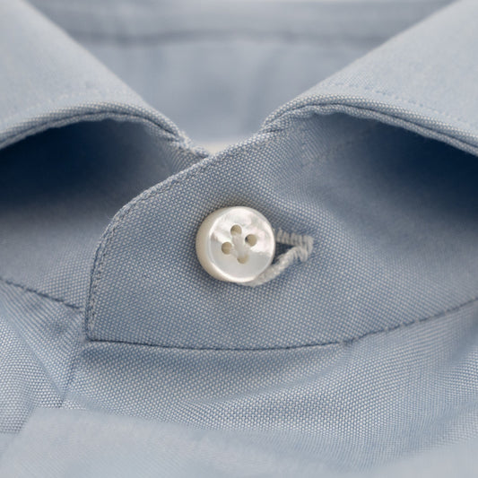450$ LUIGI BORRELLI Dress Shirt Blue Royal Oxford Cotton 8 Hand Steps 15.5-39