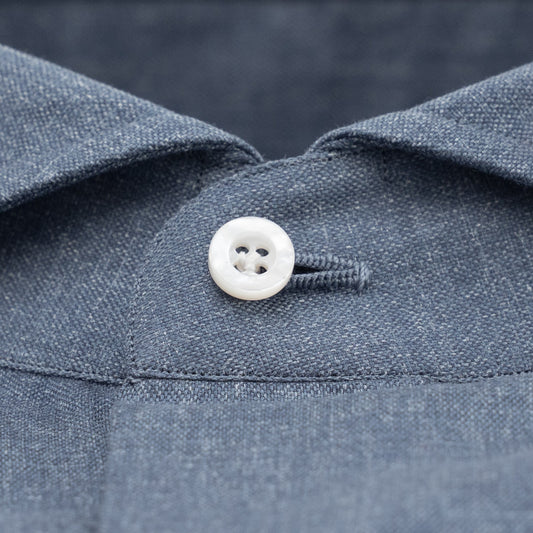 750$ ISAIA NAPOLI "Mix" Dress Shirt Blue Fine Lightwheight Cotton 15.75 - 40