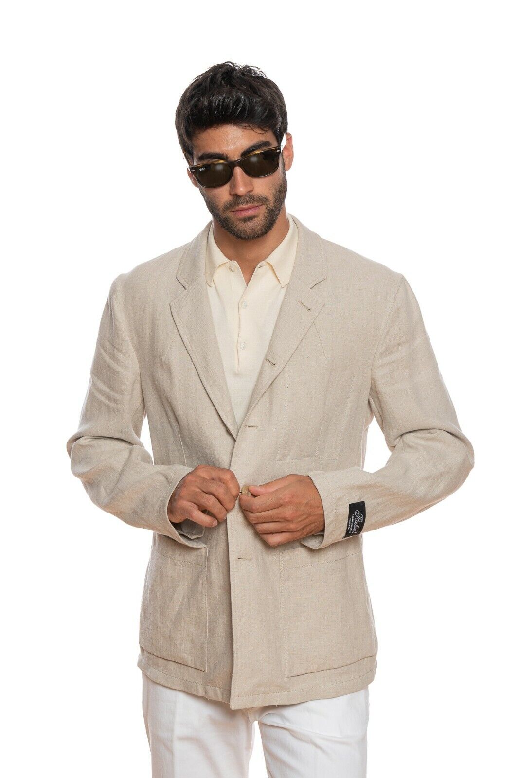 1800$ BELVEST Jacket Beige Solid Pure Washed Linen Drop 8 JACKETINTHEBOX Edition