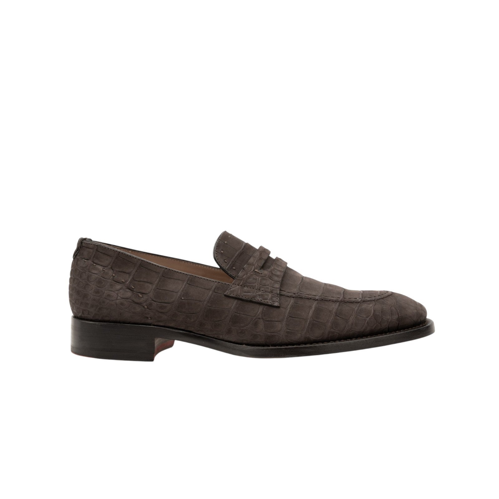 ISAIA NAPOLI Alligator Nabuk Brown Penny Loafer Shoes 9 UK / 10 US / 43 IT