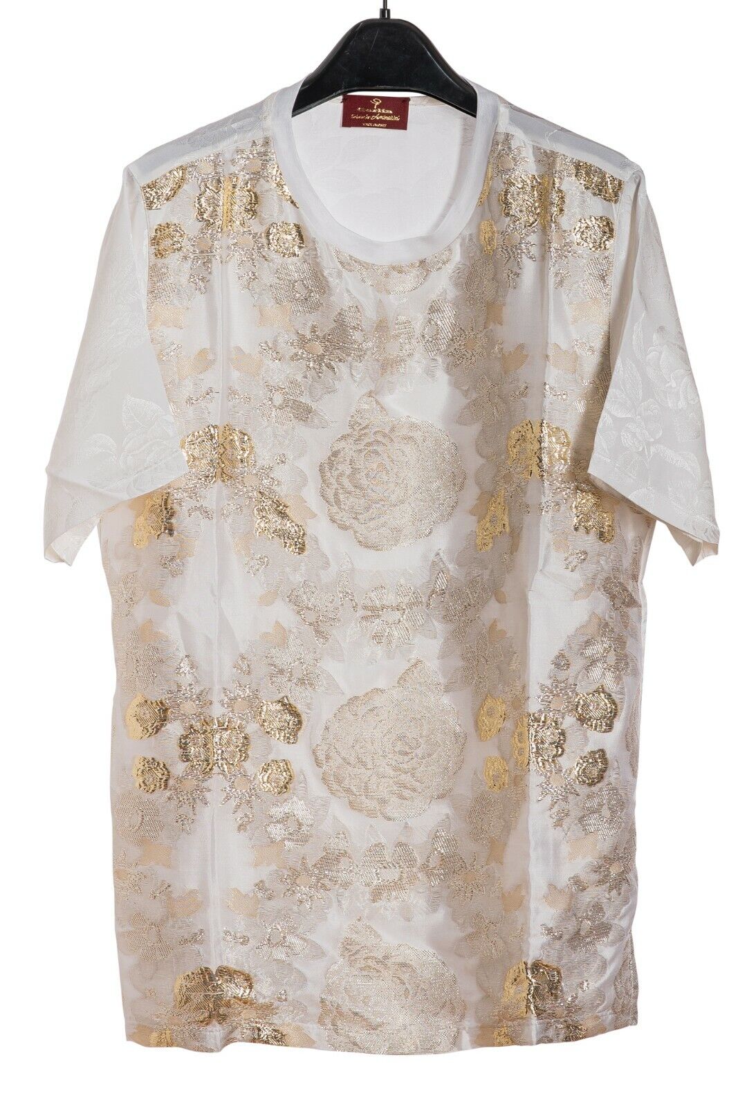 LUXURY 2900$ GERLIN T-Shirt REAL GOLD THREADS 24 karat 100% Silk ZILLI