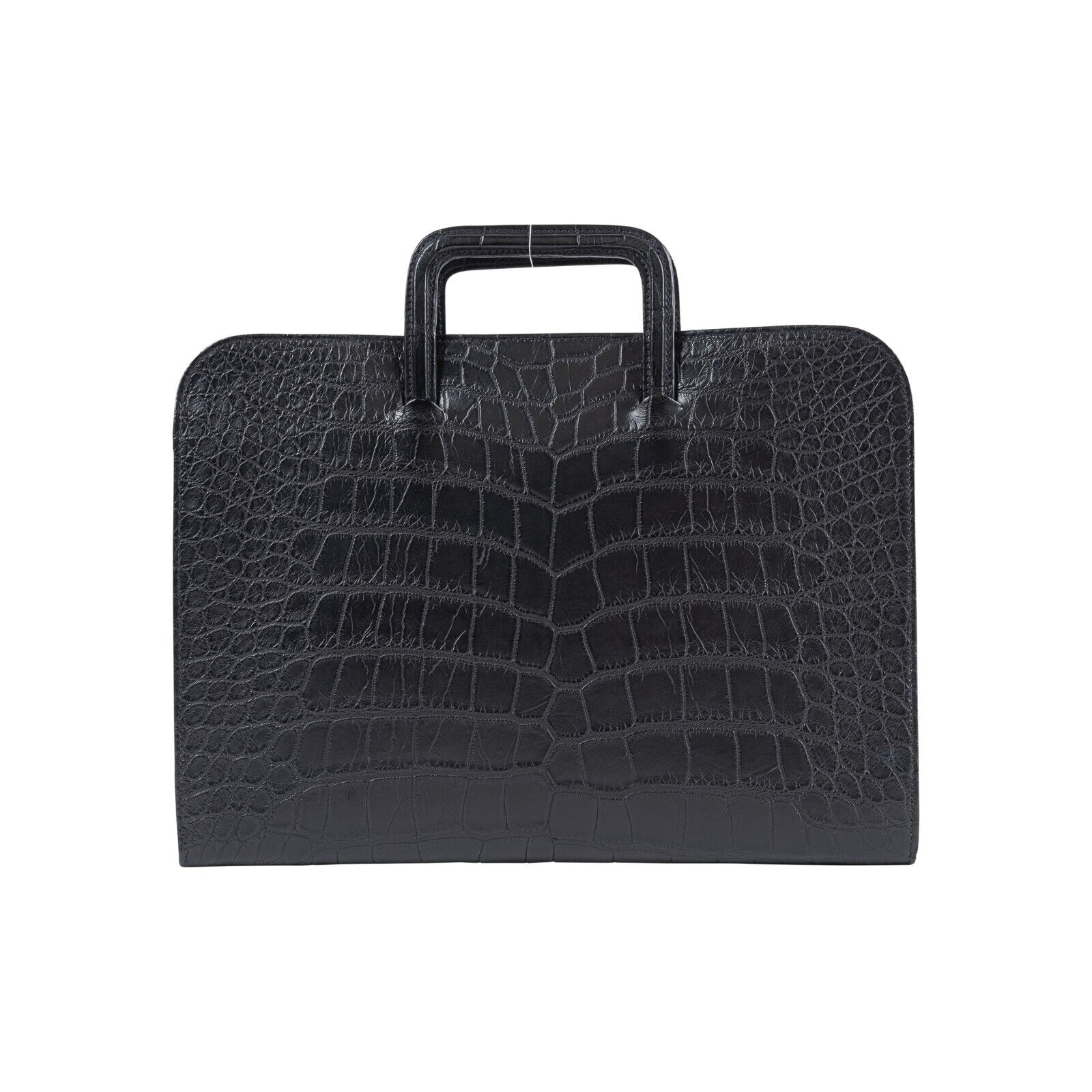 $8K LUXURY DELL'GA MILANO Handmade Black Briefcase Business Bag Real Crocodile