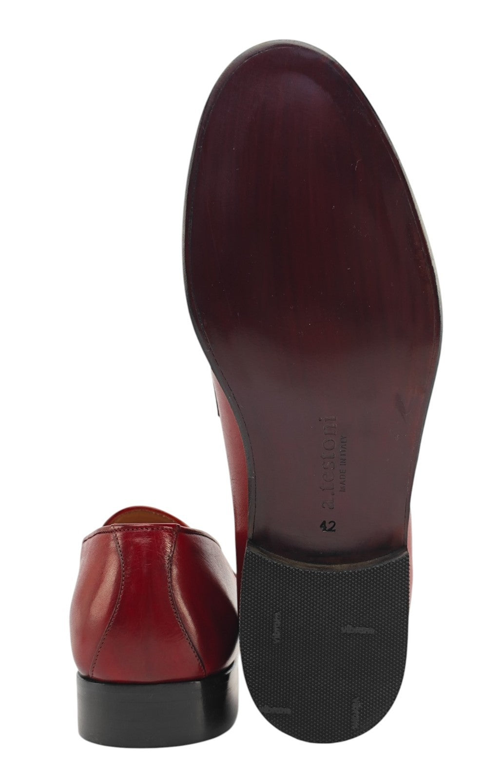 1300$ TESTONI BOLOGNA Loafer Shoes Antique Lux Calf Red 8 UK / 9 US / 42 IT