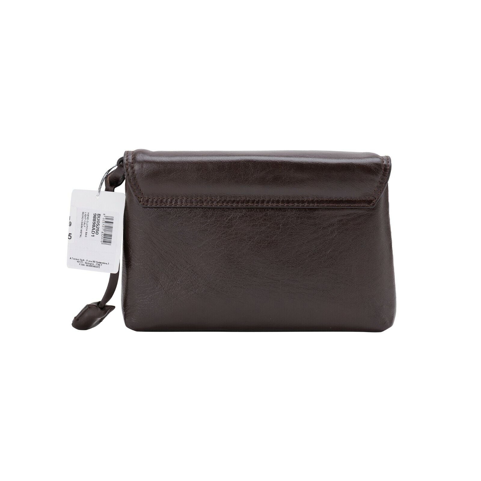 $390 Testoni Bologna Bright Brown Light Calf Hand Clutch Bag Padlock with Keys