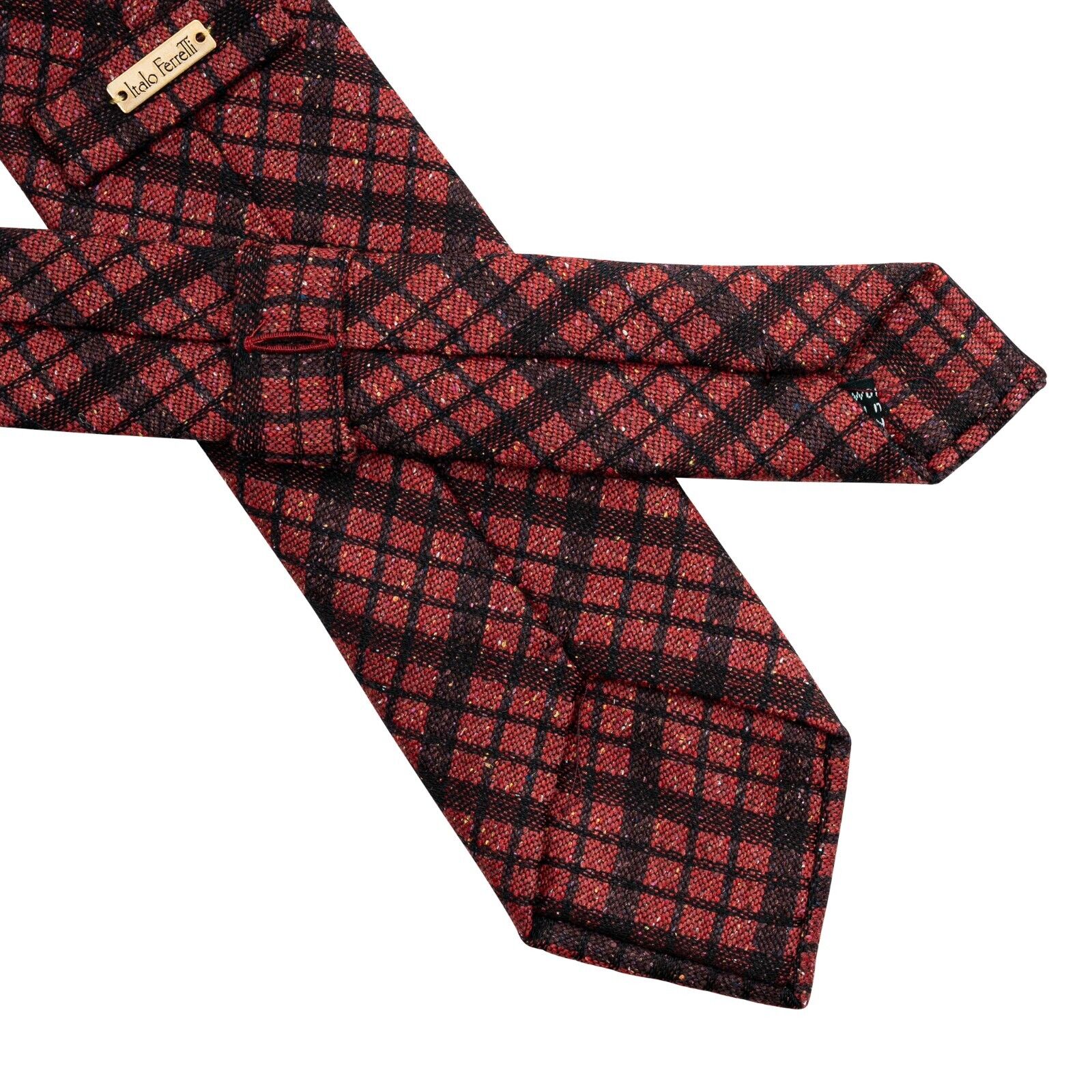 $290 ITALO FERRETTI Tie Check Red 100% Wool Handmade in Italy BIJAN