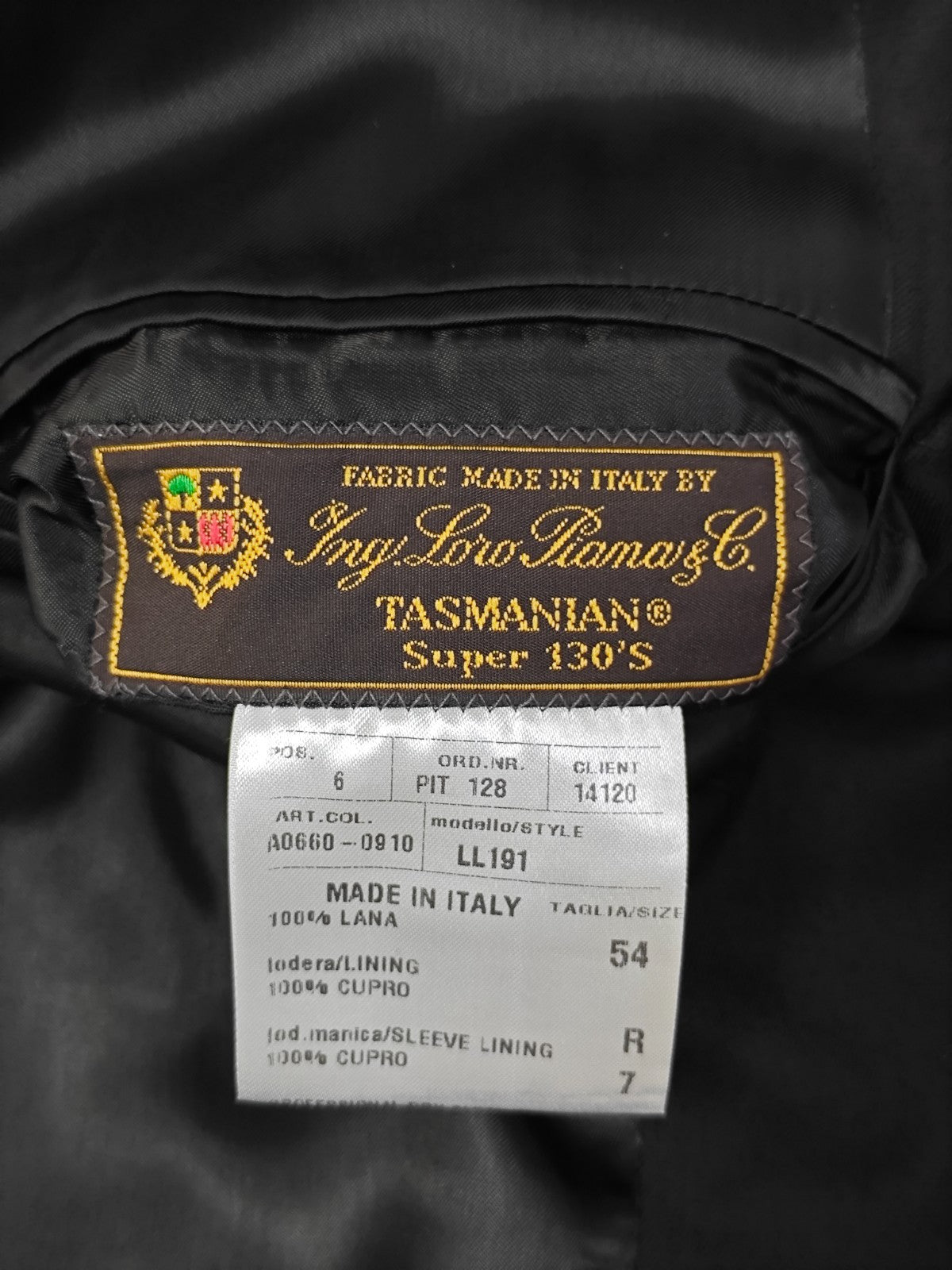 $2200 RAFFAELE CARUSO Black Peak Suit LORO PIANA Wool 130's 44 US / 54 EU