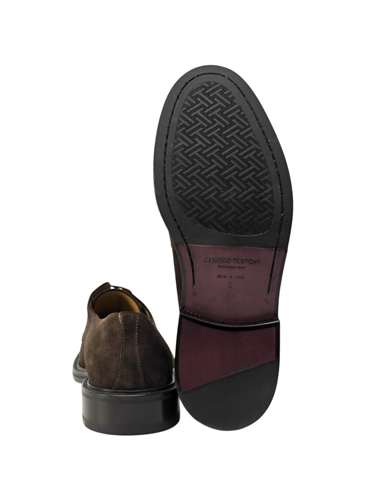 1300$ TESTONI "Vietri" Derby Shoes Suede Calf Cigar 8 UK / 9 US / 42 IT