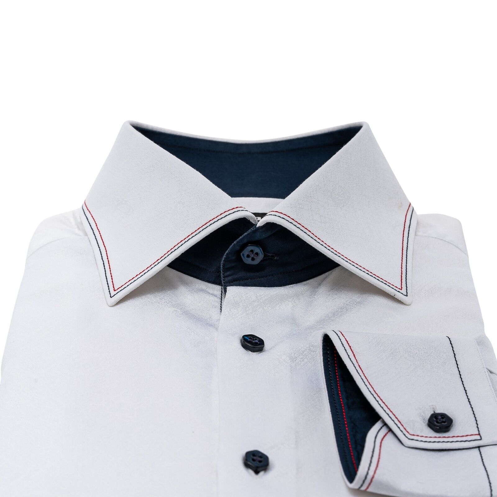 890$ LUXURY GERLIN Shirt White ALUMO Jacquard Cotton 16 - 41 7N BIJAN