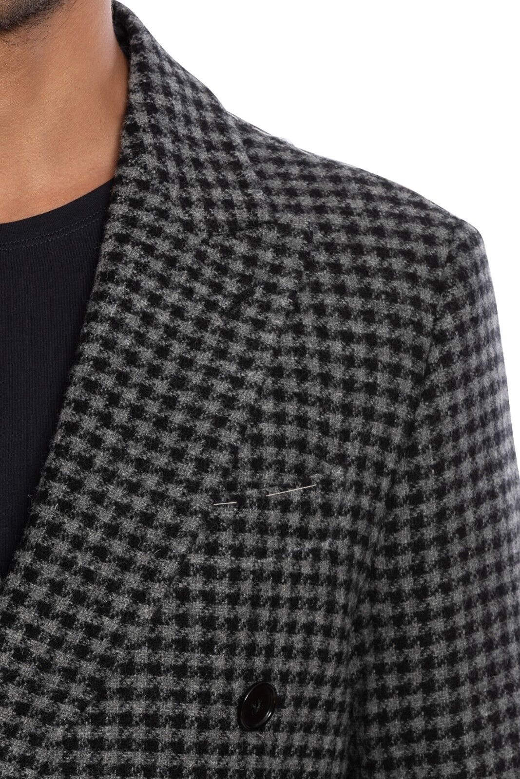 $2950 LUIGI BORRELLI NAPOLI Hand-Sewn Grey Coat Double Breasted Wool Cotton