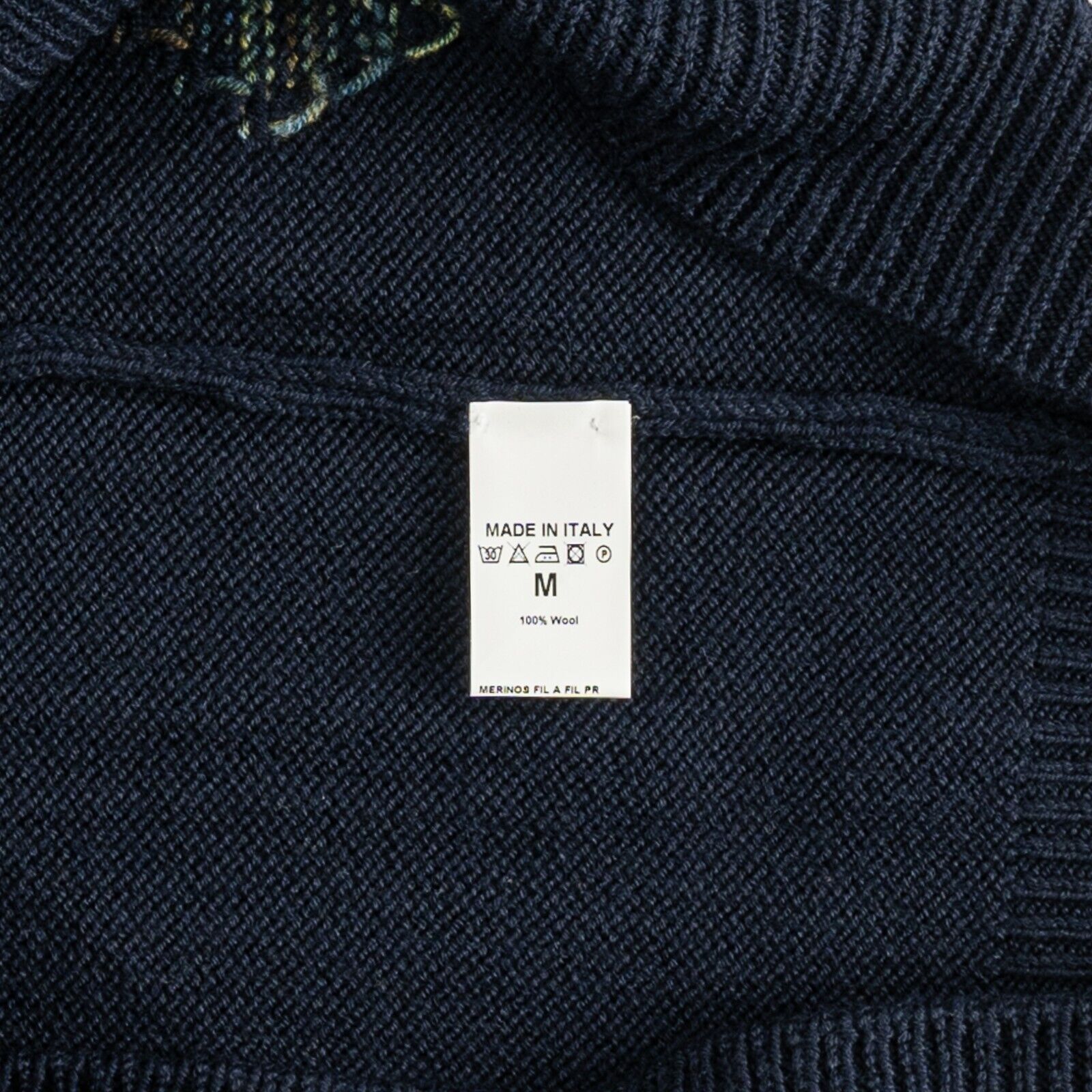 1500$ ISAIA NAPOLI Blue Navy Argyle Sweater Crewneck Merinos Wool Size M