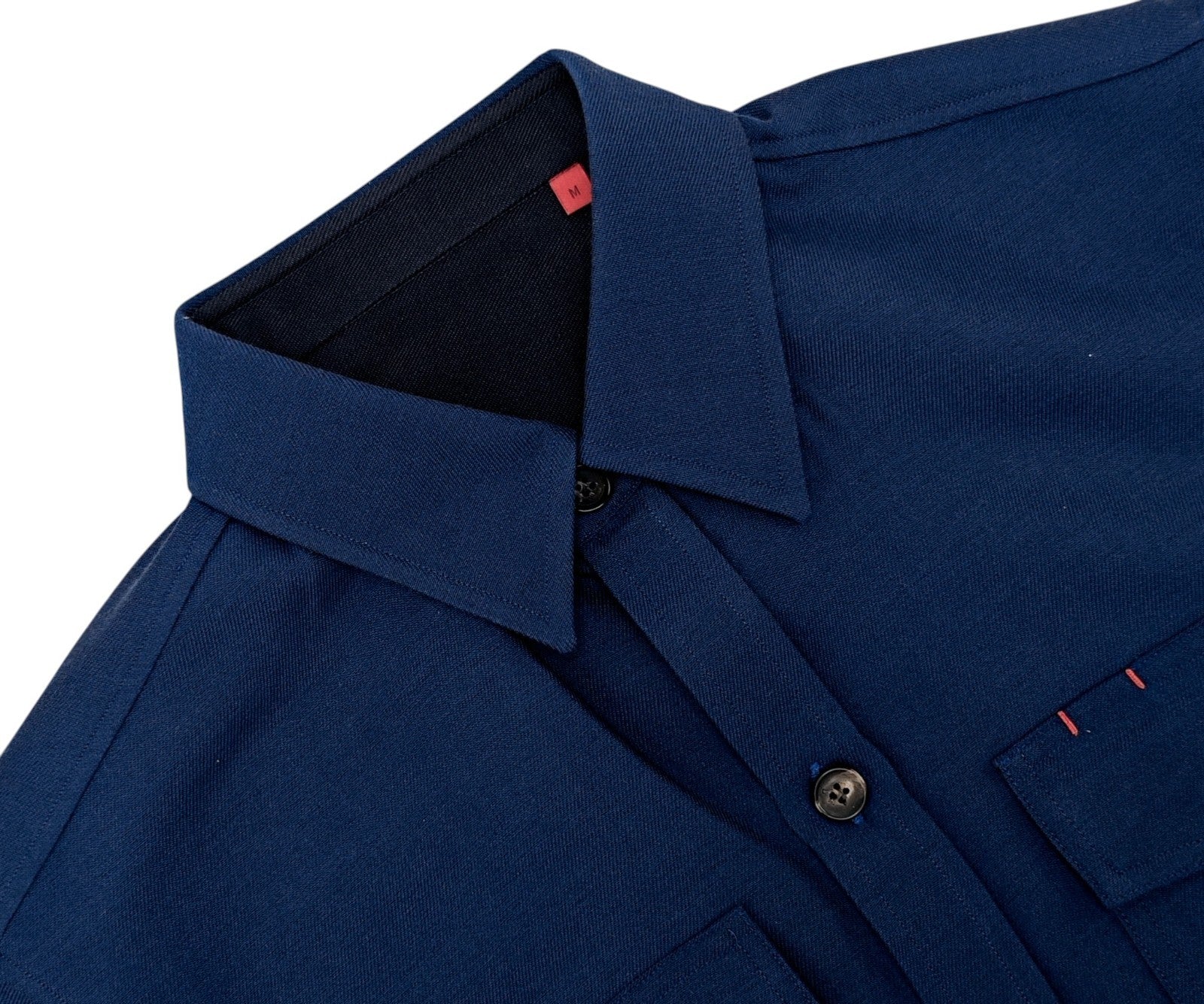 $1850 ISAIA NAPOLI Blue Hand-Sewn Overshirt Jacket Wool - Cashmere Size M